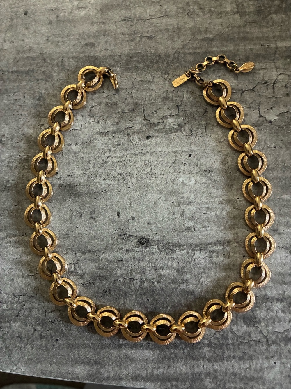 Monet Vintage Gold tone Link Circle Necklace - Women's Fashion Jewelry